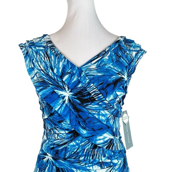 🆕 London Times Bandeau Dress Womens Size 4 Tropical Stretch Form Fitted NWT - Picture 4 of 13